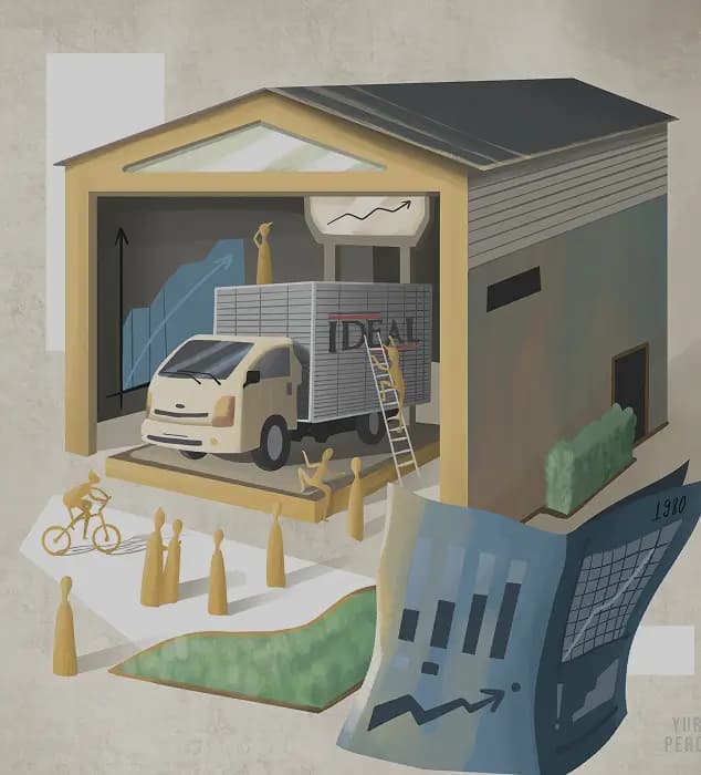 O primeiro galpão e o caminhão