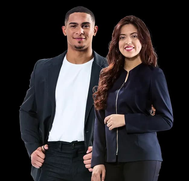 Homem e mulher vestindo uniforme corporativo Ideal Work