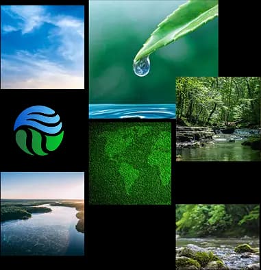 Montagem com diversas imagens relacionadas à sustentabilidade